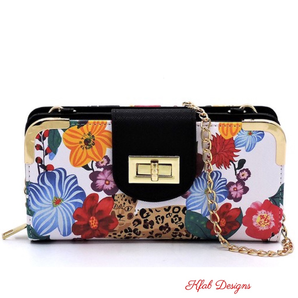 ❤️LAST! Flower Leopard Turn Lock Crossbody Wallet - Picture 2 of 5